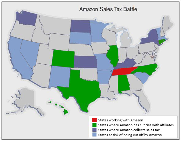 Amazon US Sales Tax Map